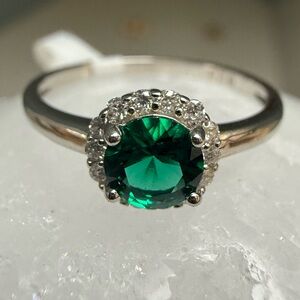 925 Emerald Moissanite Ring